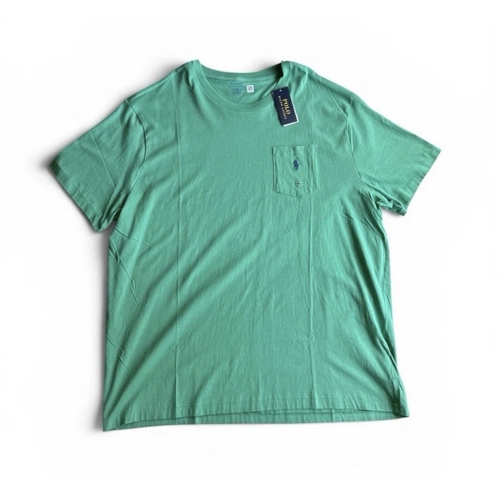 Polo Ralph Lauren Big & Tall Green Crew-Neck Pocket Shirt Men's Size 5XB